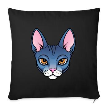 Cool Dessin Animé Sphynx Chat - Housse de coussin décorative 45 x 45 cm - noir - Devant