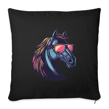 Lunettes de soleil cheval - Housse de coussin décorative 45 x 45 cm - noir - Devant