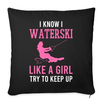 Water ski - Sofa pillowcase 17,3'' x 17,3'' (45 x 45 cm) - black - Front