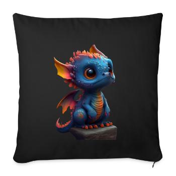 Little Cute Dragon 4 - Sofa pillowcase 17,3'' x 17,3'' (45 x 45 cm) - black - Front
