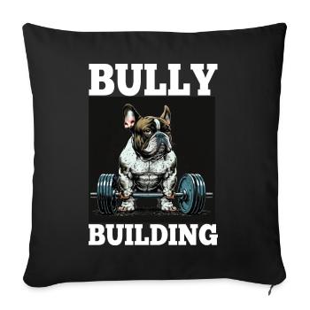 Français Bulldog Frenchie Bodybuilding Dog - Housse de coussin décorative 45 x 45 cm - noir - Devant