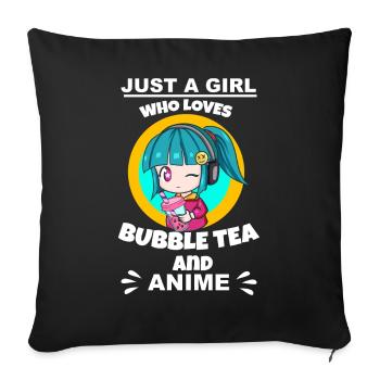 Bubble Tea Bubble Tea Girl Cadeau - Housse de coussin décorative 45 x 45 cm - noir - Devant