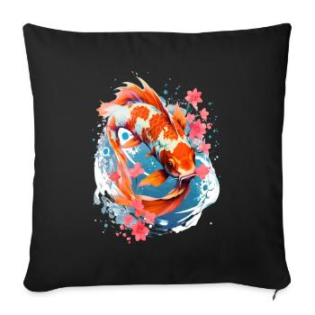 Japanisches Koi Fisch Japanese Koi Fish - Sofa pillowcase 17,3'' x 17,3'' (45 x 45 cm) - black - Front