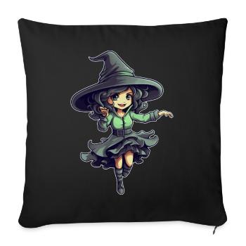 Halloween design sorcière mignonne - Housse de coussin décorative 45 x 45 cm - noir - Devant
