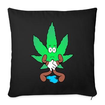 Der Bloom - Ups Bloom Weed Cannabis Marihuana - Sofakissenbezug 45 x 45 cm - Schwarz - Vorne