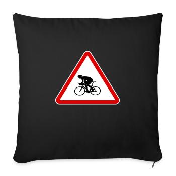 Signalisation routière vélo de course avertissement cyclistes - Housse de coussin décorative 45 x 45 cm - noir - Devant