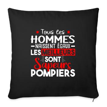 Sapeur Pompier Caserne Militaire Métier Humour - Housse de coussin décorative 45 x 45 cm - noir - Devant