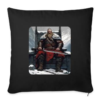 Fier guerrier viking germanique avec épée - Housse de coussin décorative 45 x 45 cm - noir - Devant