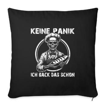 Keine Panik ich backe das gruseliger Bäckerzombie - Sofakissenbezug 45 x 45 cm - Schwarz - Vorne