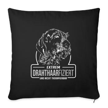 DRAHTHAARFIZIERT Deutsch Drahthaar Hunde Wilsigns - Sofakissenbezug 45 x 45 cm - Schwarz - Vorne