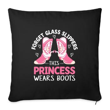 Funny Cowboy Princess Wears Boots Western - Sofakissenbezug 45 x 45 cm - Schwarz - Vorne