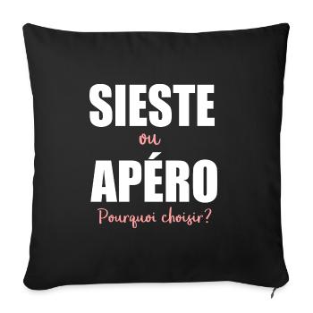 Humour Homme sieste et apéro apero - Housse de coussin décorative 45 x 45 cm - noir - Devant