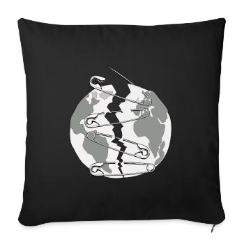 Planète Terre avec épingles de sécurité Protection de l’environnement - Housse de coussin décorative 45 x 45 cm - noir - Devant
