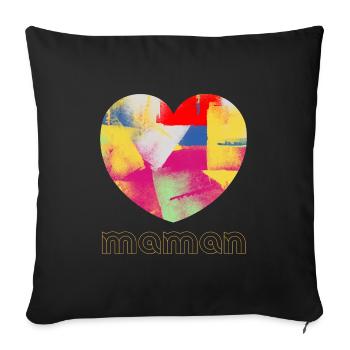 Maman cœur graphique - Housse de coussin décorative 45 x 45 cm - noir - Devant
