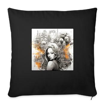 BadX Art Kunst City Woman Design - Sofa pillowcase 17,3'' x 17,3'' (45 x 45 cm) - black - Front