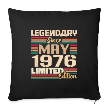 Mai 1976 Mai - Jubilé Mai 1976 - Housse de coussin décorative 45 x 45 cm - noir - Devant