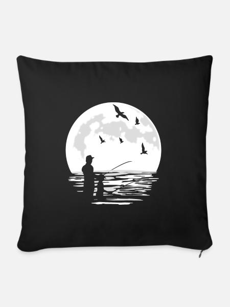 Papa Vater und Sohn Angeln Angel Angler Geschenk - Sofakissenbezug 45 x 45 cm - Schwarz