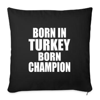 born in turkey born champion - Turquie - Housse de coussin décorative 45 x 45 cm - noir - Devant