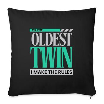 Je suis le jumeau le plus âgé, je rends les règles drôles de frère et de sœur - Housse de coussin décorative 45 x 45 cm - noir - Devant