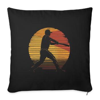 Baseball Vintage Joueur de Baseball - Housse de coussin décorative 45 x 45 cm - noir - Devant