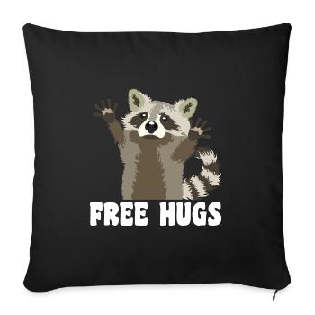 Free Hug's Raccoon Saying - Sofa pillowcase 17,3'' x 17,3'' (45 x 45 cm) - black - Front