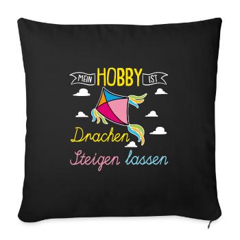 Drachen steigen Kite Flying mit Papa - Sofakissenbezug 45 x 45 cm - Schwarz - Vorne