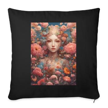 Young Woman in Bloom - Sofa pillowcase 17,3'' x 17,3'' (45 x 45 cm) - black - Front
