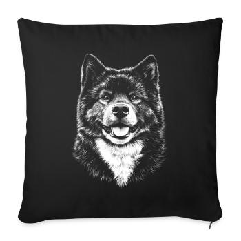 American Akita Portrait Chien Chien - Housse de coussin décorative 45 x 45 cm - noir - Devant