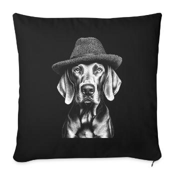 Weimaraner Hat Dogs Dog Hunting Dogs - Sofa pillowcase 17,3'' x 17,3'' (45 x 45 cm) - black - Front