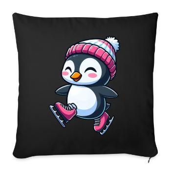 Cute Cartoon Penguin Skating Figure Skating - Sofa pillowcase 17,3'' x 17,3'' (45 x 45 cm) - black - Front
