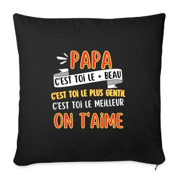 T-shirt Cadeau Noel Papa On T aime - Housse de coussin décorative 45 x 45 cm - noir - Devant