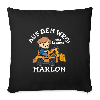 Marlon Vorname Bagger - Sofakissenbezug 45 x 45 cm - Schwarz - Vorne