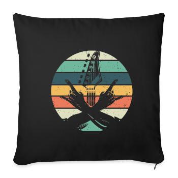 Gitarre & Pommesgabel Rock Hardrock & Heavy Metal - Sofakissenbezug 45 x 45 cm - Schwarz - Vorne