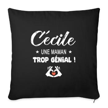 Cécile Cadeau pour une maman génial - Housse de coussin décorative 45 x 45 cm - noir - Devant