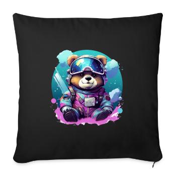 Cute Baby Bear in Winter Look Gift Teddy Bear - Sofa pillowcase 17,3'' x 17,3'' (45 x 45 cm) - black - Front