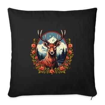 Deer with Mountains Village Kids Traditional Costume Fashion Gift - Sofa pillowcase 17,3'' x 17,3'' (45 x 45 cm) - black - Front