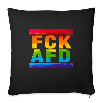 FCK AFD - Zeichen setzen gegen Rechts, Gegen Nazis - Sofakissenbezug 45 x 45 cm - Schwarz - Vorne
