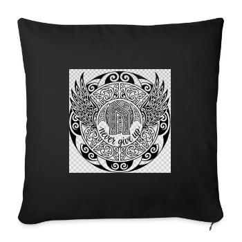 Unaufhaltsamer Wille Mandala mit Flügeln - Sofakissenbezug 45 x 45 cm - Schwarz - Vorne