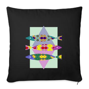 poisson - Housse de coussin décorative 45 x 45 cm - noir - Devant