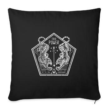 True Power - Twin Tiger - Illustration - white - Sofa pillowcase 17,3'' x 17,3'' (45 x 45 cm) - black - Front