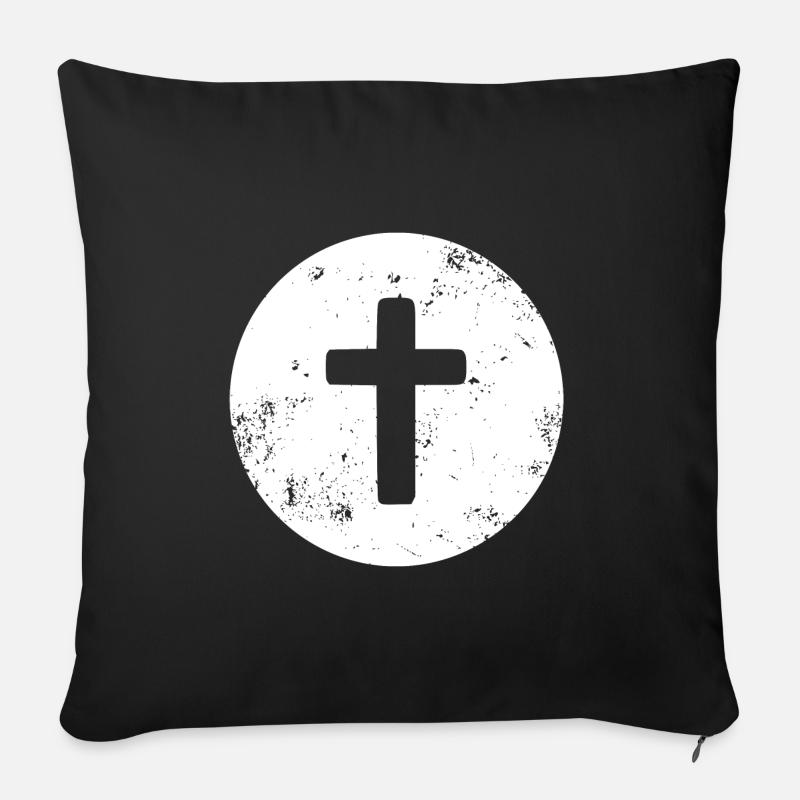 Symbole de croix de Jésus Christ - Housse de coussin décorative 45 x 45 cm - noir