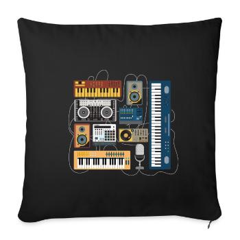 Synthétiseur modulaire Vintage Dj Mixer Synth - Housse de coussin décorative 45 x 45 cm - noir - Devant