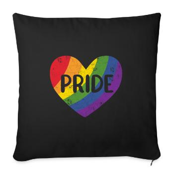 PROUD HEART LOVE LOVE LBGT QUEER MOTIFS - Sofa pillowcase 17,3'' x 17,3'' (45 x 45 cm) - black - Front