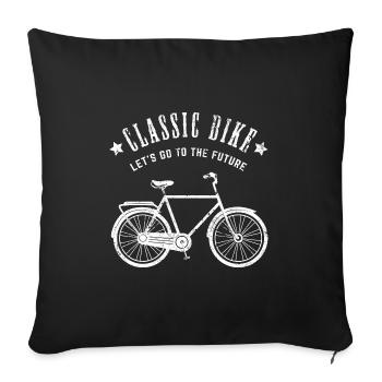 LET'S GO FUTURE BICYCLE OLD WHEELS RETRO MOTIF - Sofa pillowcase 17,3'' x 17,3'' (45 x 45 cm) - black - Front