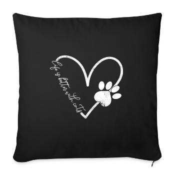 MIEUX VIVRE AVEC LES CHATS PUSSY MIEZ DICTONS MOTIFS - Housse de coussin décorative 45 x 45 cm - noir - Devant