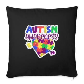 CONSCIENCE AUTISTE TDAH AMOUR CADEAU SLOGAN MOTIFS - Housse de coussin décorative 45 x 45 cm - noir - Devant