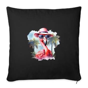 Cool Flamingo Sunglasses Hat Palm Trees - Sofa pillowcase 17,3'' x 17,3'' (45 x 45 cm) - black - Front