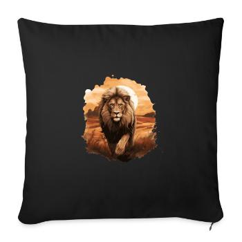 Le lion, le roi des bêtes - Housse de coussin décorative 45 x 45 cm - noir - Devant