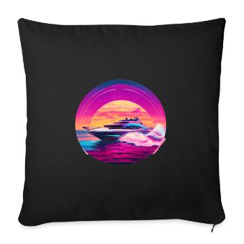 Beautiful speedboat design - Sofa pillowcase 17,3'' x 17,3'' (45 x 45 cm) - black - Front