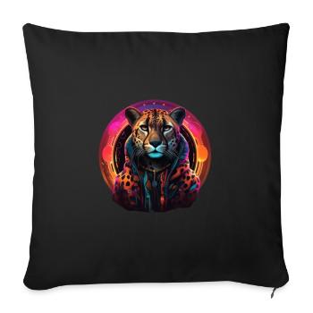 Léopard de couleur froide - Housse de coussin décorative 45 x 45 cm - noir - Devant